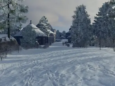 Snowy Mountain Village 3D model buy