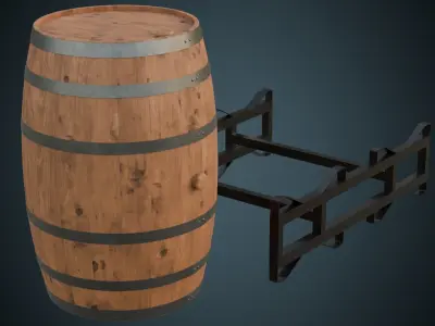 Wooden Barrel 1A Low-poly 3D model