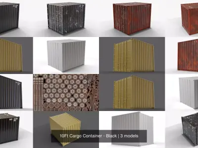10Ft Cargo Container - Black 3D Model Pack
