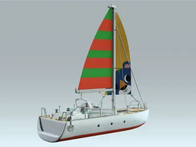  Sailboat Low-poly 3D model