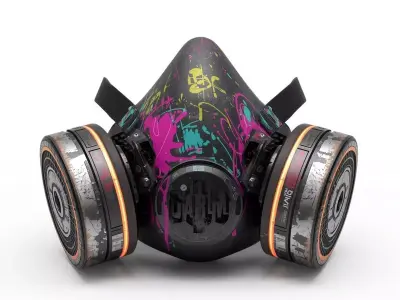 Graffiti Respirator Mask 3D Model Urban Cyberpunk Prop Low-poly 3D model