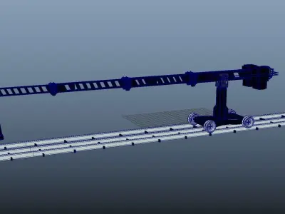 Film Set Camera Crane with Tracks and Camera Dolly and Camera 3D model