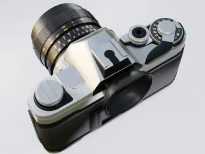 Canon AT-1 Retro Camera with Lens Low-poly 3D model