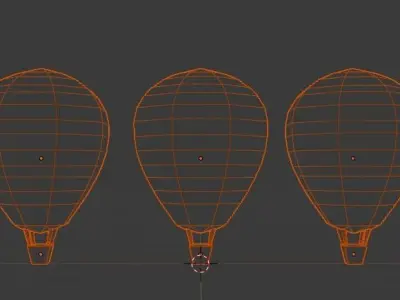 AirBalloons three different colored hot air balloons Low-poly 3D model