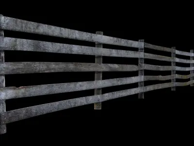 Old Farm Fence Low-poly 3D model