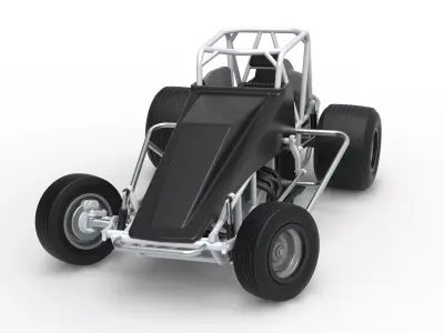 Vintage Dirt Silver Crown Car while turning Scale 1 to 25 3D print model