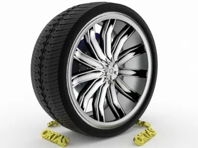 ORTAS CAR WHEEL RIM 108 GAME READY WHEEL RIM TIRE 3D model