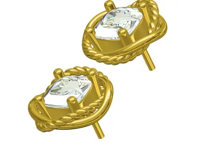 Antique Crossover Infinity Diamond Earring 3D print model