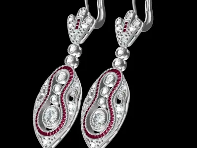 Antique Art Deco Style Earring 3 3D print model