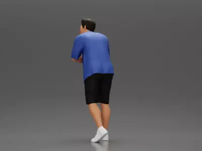 Stylish man leans casually in relaxed summer outfit stance 3D print model