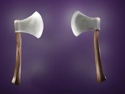 Low Poly Axe two axes Free low-poly 3D model