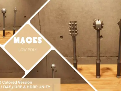Maces - Lowpoly Textured and Colorbased Low-poly 3D model