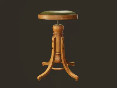 Vintage Stool - PBR Game Ready Low-poly 3D model