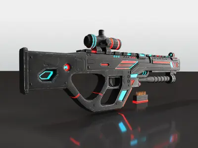 Rifle-modern-gun Low-poly 3D model