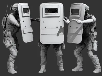 Lowpoly Swat  Low-poly 3D model