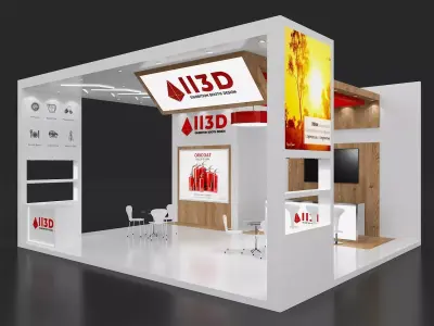 Exhibition Stand Stall Two Side Open 8X7 3D model