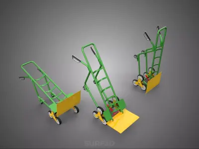 ADJUSTABLE PLATE TOE BASE BED POSITION HAND TRUCK STAIR CLIMBING 3D model