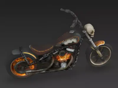 Realistic Ghost Rider Chopper 3D Model 3D Model Low-poly 3D model