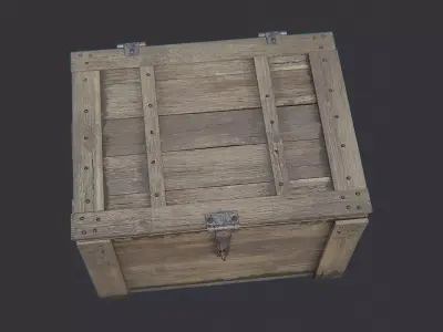 Rustic Military Wood Crate with Metal Straps Low-poly 3D model