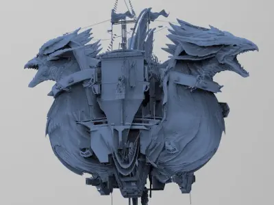 Duel Dragon Ship Hull Back 3D model