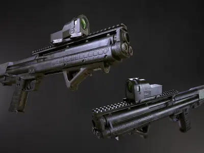 SBG Bullpup Shotgun Low-poly 3D model