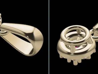 Dainty Round Halo Pendant with Bell Mix Sizes 3D print model