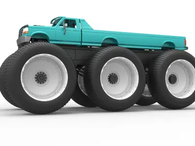 Monster Truck 6x6 concept Version 3 Scale 1 to 25 3D print model