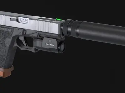 Custom G19 and Polymer80 PFC9 Pistol Pack - Game Asset Low-poly 3D model