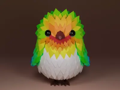 Cute lowpoly bird Low-poly 3D model