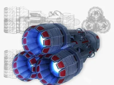 Starship huge engine 05 Sci-fi low poly Low-poly 3D model