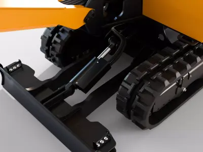 Small mini electric excavator on tracks Low-poly 3D model