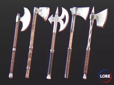 Medieval Collection Weapons Axes 3D Model Pack