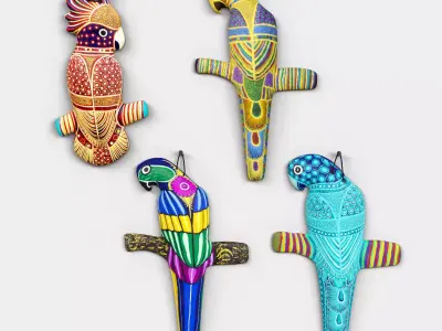 Parrots parrot charms - Low-poly 3D model