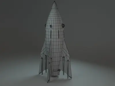 Rocketship V2 1950s style Free low-poly 3D model