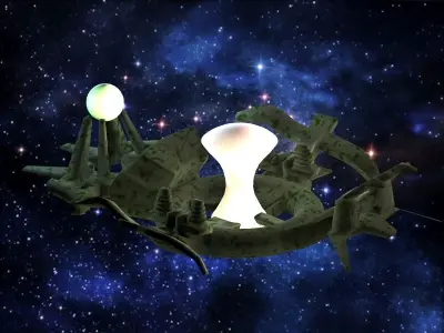 Spaceship with lamp in middle Low-poly 3D model