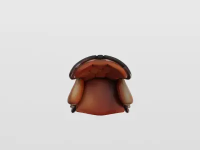 Traditional Orange and Wood Armchair Vintage Low-poly 3D model