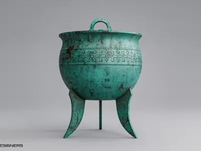 Chinese Ritual Tripod Ding Low-poly 3D model