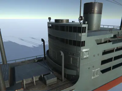 Old Japan Transport Ship Low-poly 3D model