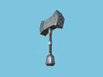 Medieval War Hammer 10 Metal Ornament - Fantasy Weaponry Low-poly 3D model