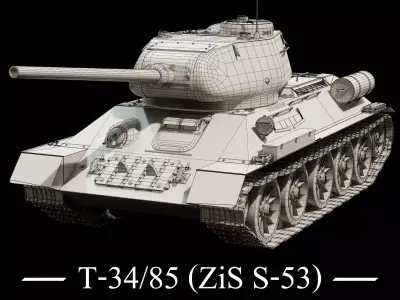 T-34-85 - ZiS S-53 Cannon - Base Mesh 3D model