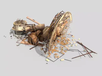 Destroyed Satellite Antenna Dish 3D model