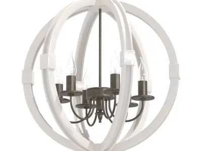 Custom made globe chandelier 6 light 3D model