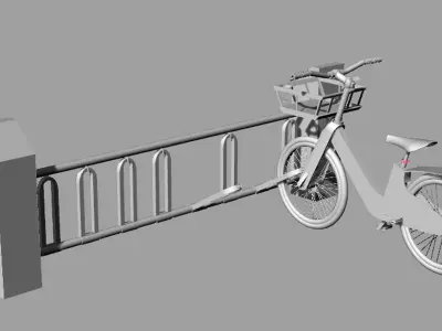 Bicycle and Rack 3D model