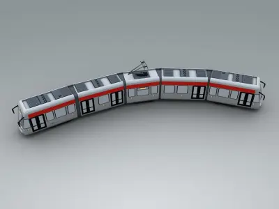 Low Poly Tram 4 metro train - metro train Low-poly 3D model