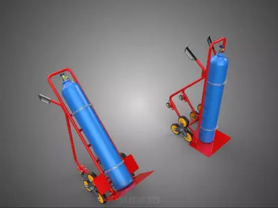 GAS CYLINDER BOTTLE TROLLEY CART CARRIER STAIR CLIMBING 6 WHEELS 3D model