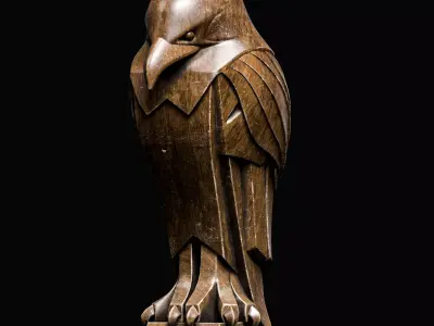 Eagle Bird Statue Sculpture Stylized Art Low-poly 3D model