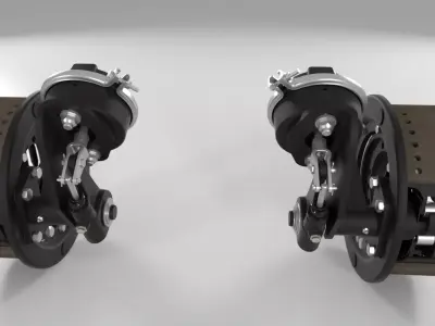 Highly detailed pair of front truck brakes assemblies 3D model