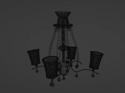 Lamp 3d model chandelier in gold 3D model