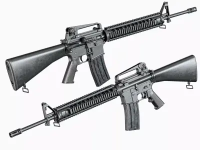 M16 Modular Colt M16A4 AR 15 Low-poly 3D model