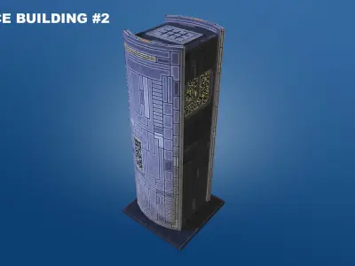 Low Poly Sci-Fi Building 4 - Mega - Pixel City 3D Asset Pack Low-poly 3D model